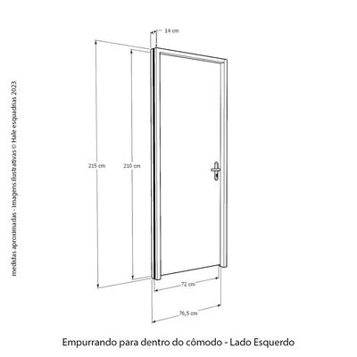 Kit Porta De Madeira 72 X 2.10 Friso Agatha Bat.misto 14cm Fech. Ext Cromada Lado Esquerdo - Hale