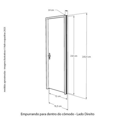 Kit Porta De Madeira 72 X 2.10 Friso Agatha Bat.misto 14cm Fech.wc Cromada Lado Direito - Hale