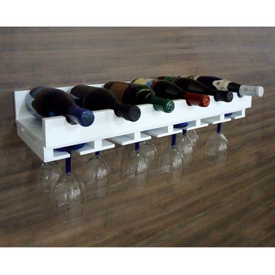 Porta Taças E Prateleira Adega Bar New Vinhos E Garrafas Branco Laca