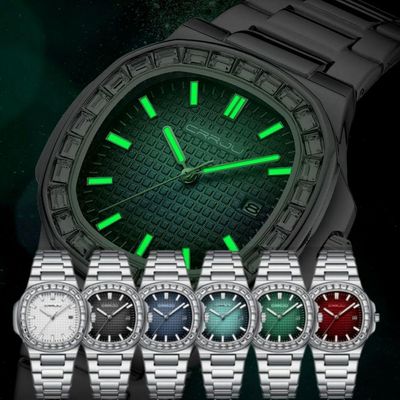 Relogio Masculino Casual Quadrado Em Aço Inoxidável Impermeavel 3atm Azul Claro