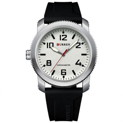 Relógio De Pulso De Quartzo Masculino Com Pulseira De Silicone Impermeavel 3atm Branco