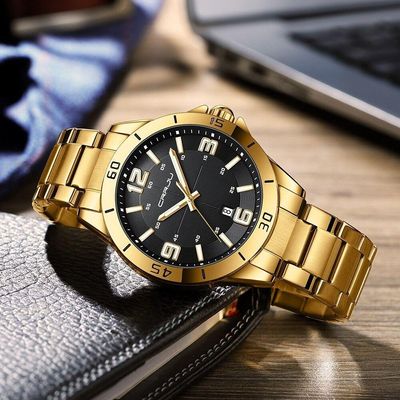 Relógio De Aço Inoxidável Crrju Luxo Quartzo Masculino