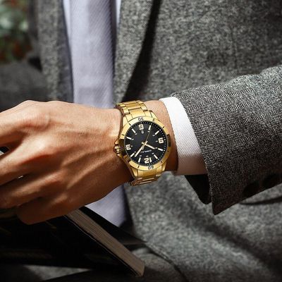 Relógio De Aço Inoxidável Crrju Luxo Quartzo Masculino