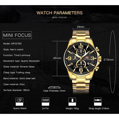 Relógio Masculino Mini Focus Mf0278g à Prova D'água Branco