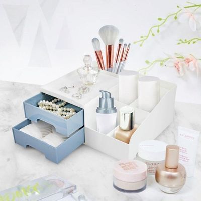 Organizador Multiuso De 2 Gavetas De Mesa Jacki Design Azul