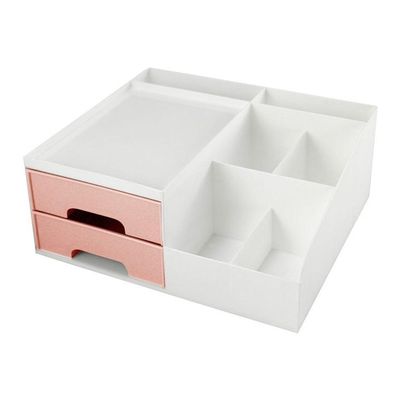 Organizador Multiuso De 2 Gavetas De Mesa Jacki Design Rosa