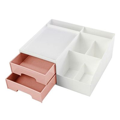 Organizador Multiuso De 2 Gavetas De Mesa Jacki Design Rosa