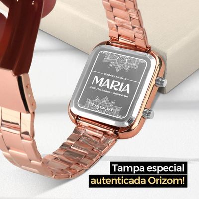 Relogio Feminino Rose Aço Inox + Pulseira Pandora + Caixa