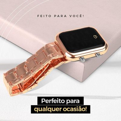 Relogio Feminino Rose Aço Inox + Pulseira Pandora + Caixa