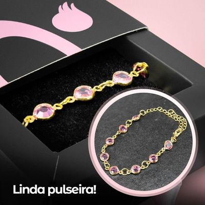 Relogio Feminino Dourado Aço + Colar Coração + Pulseira Qualidade Premium Social Presente Casual