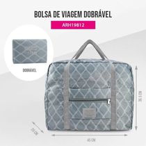 Bolsa De Viagem Dobrável Retangular Estampa Listrada Jacki Design Cinza