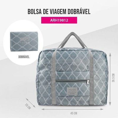 Bolsa De Viagem Dobrável Retangular Estampa Listrada Jacki Design Cinza