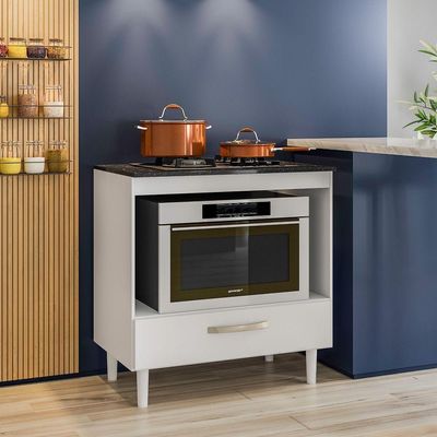 Balcão Nicioli Cooktop 1 Gaveta Branco Com Branco