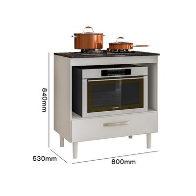 Balcão Nicioli Cooktop 1 Gaveta Branco Com Branco