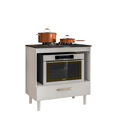 Balcão Nicioli Cooktop 1 Gaveta Branco Com Branco