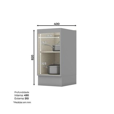 Balcão De Cozinha 40 Cm Amy Casa 812 Cinza