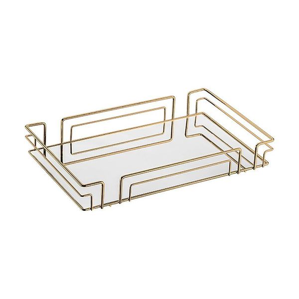 Bandeja Multiuso Hara Luiza Retangular 51,5 X 31,5 Cm Cor:dourado