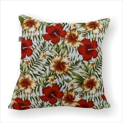 Capa De Almofada Jacquard Estampa Florida Vermelha E Amarela