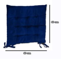 Kit 02 Almofadas Assento Futon Flat Para Cadeira 40x40 Azul Marinho