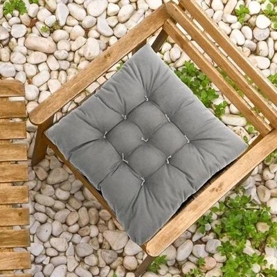 Kit 02 Almofadas Assento Futon Flat Para Cadeira 40x40 Cinza