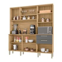 Armário De Cozinha Compacta 6 Portas E 2 Gavetas 180cm Dali Freijó-grafite - Pallazio