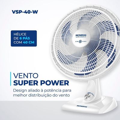 Ventilador De Mesa Mondial - 06 Pás - Vsp-40-w Vent 40cm Vsp-40-w 220v/60hz Super Power