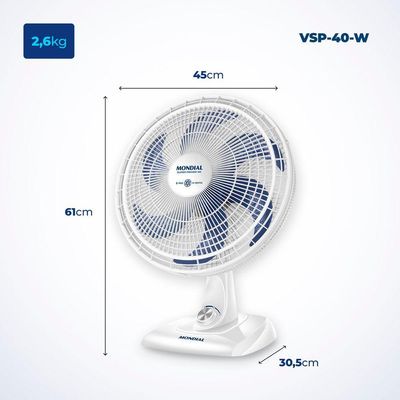 Ventilador De Mesa Mondial - 06 Pás - Vsp-40-w Vent 40cm Vsp-40-w 220v/60hz Super Power