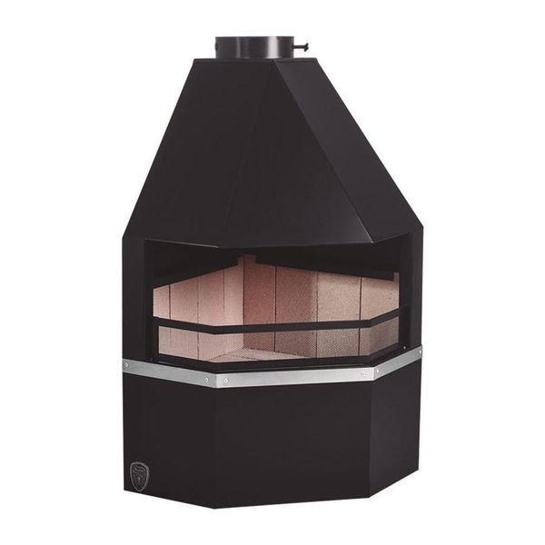 Lareira De Canto Grande C Kit Instalação Preto Fornos Pinhal