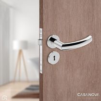 Fechadura Externa Stam Ix40 40mm Inox Polido Cromada Roseta Redonda Interna