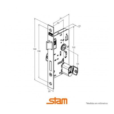 Fechadura Espelhada Inox - Stam Externa 1801/21