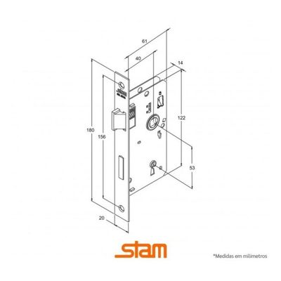 Fechadura Inox Polido Broca 40 - Stam Interna 813/03