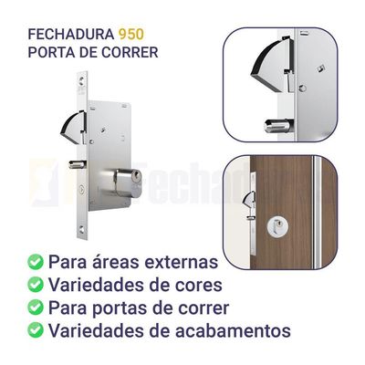Fechadura Stam Porta De Correr Externa 950 Polido
