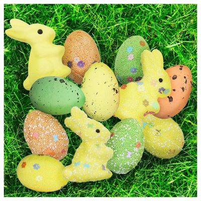 Kit Enfeites Decorativos Páscoa 9 Coelhinhos Com Ovos Decorados