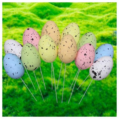 Enfeite Decorativo Ovo De Páscoa 18 Unidades Com Haste