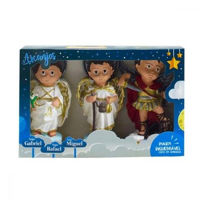 Kit Imagem Três Arcanjos Bebê Em Borracha 16cm