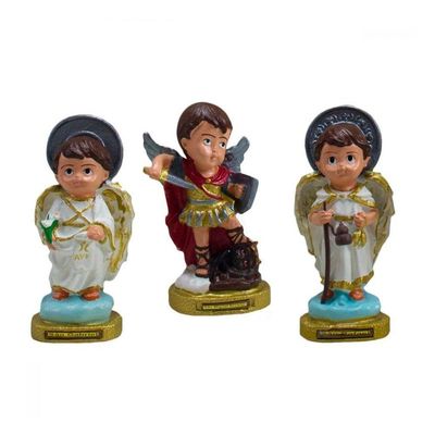 Kit Imagem Três Arcanjos Bebê Em Borracha 16cm