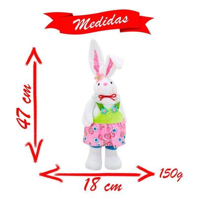 Casal De Coelhos De Páscoa Decoração Enfeite Coelhinhos - 47cm