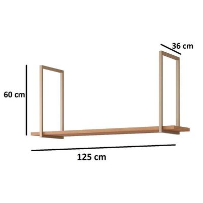Prateleira Decorativa Sala Estar Suspensa Estela 125cm Freijo Mgm