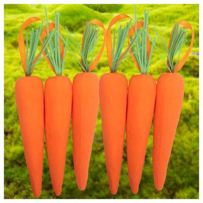 Enfeite Decorativo Páscoa 6 Cenouras Pendentes Isopor 14cm