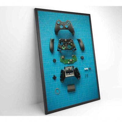 Quadro Controle Xbox 120x80 Cm Vidro Impresso