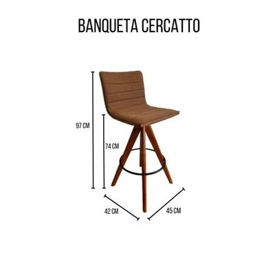 Banqueta Cercatto Giratória Revestida Em Tecido Linho Marrom