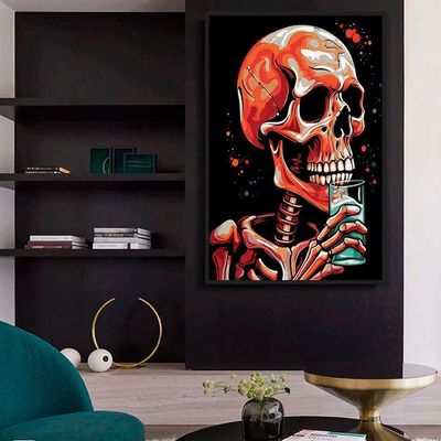 Quadro Skull Drinking -- Br Artes