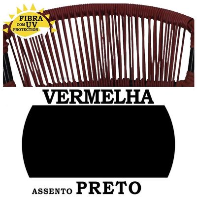 4 Banquetas Havaí Preto Vermelho