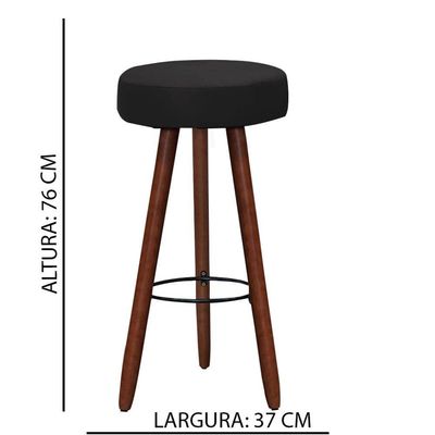 Banqueta Alta Estofada Dalia Com Pés Em Madeira