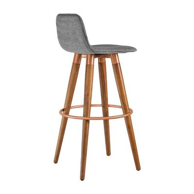 Kit 2 Banquetas Altas Luxo Aço Cobre Linho Cinza Cinza