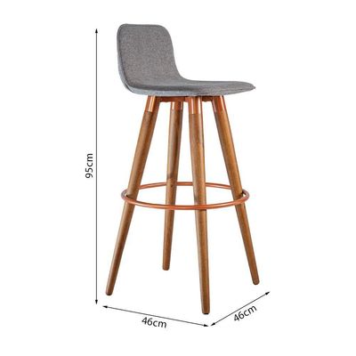 Kit 2 Banquetas Altas Luxo Aço Cobre Linho Cinza Cinza