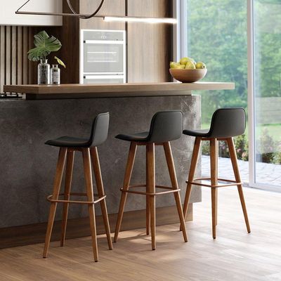 Kit 3 Banquetas Altas Luxo Linea Aço Cobre Linho Preto Preto