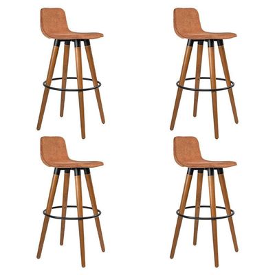 Kit 4 Banquetas Altas Luxo Aço Preto Linho Terracota Preto