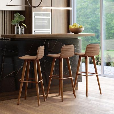 Kit 3 Banquetas Altas Luxo Aço Cobre Terracota Marrom