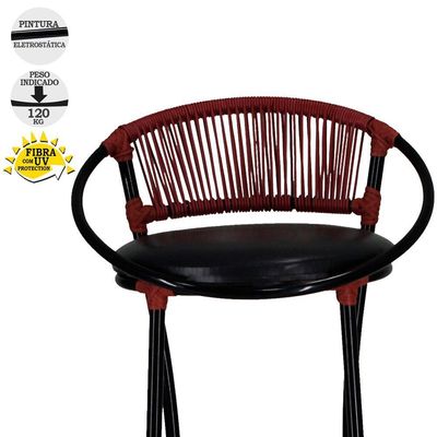 Kit 4 Banquetas Havaí Preto Vermelho